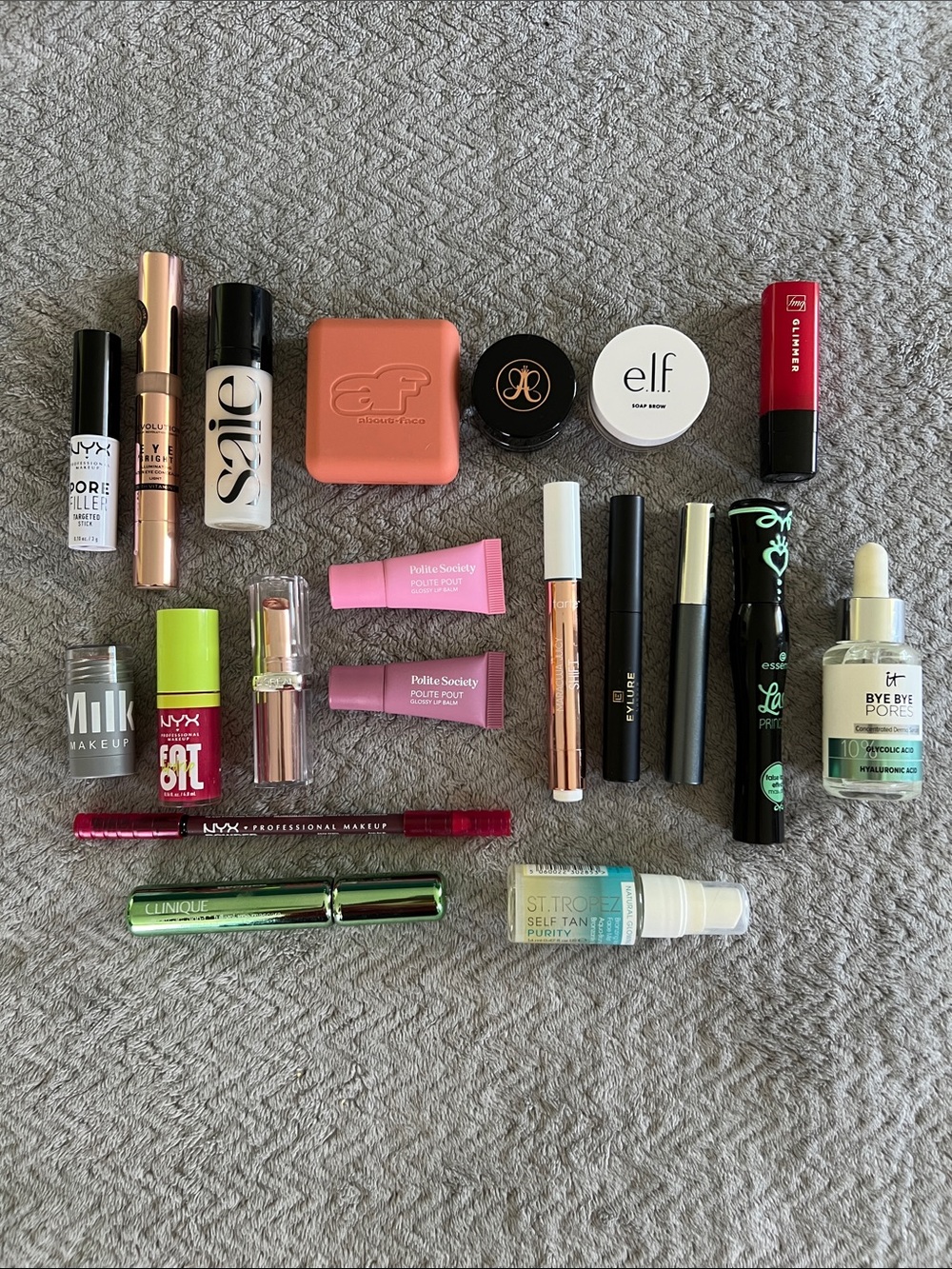Used Makeup Lot Assorted Prestige Brands Eyes Face Brows Lips 20 Piece